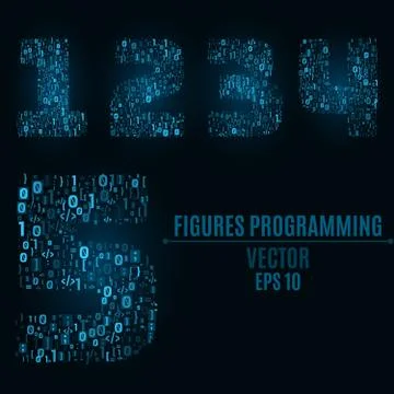 The blue numbers of the symbols and the programming elements. Numbers 1, 2,.. Stock Illustration