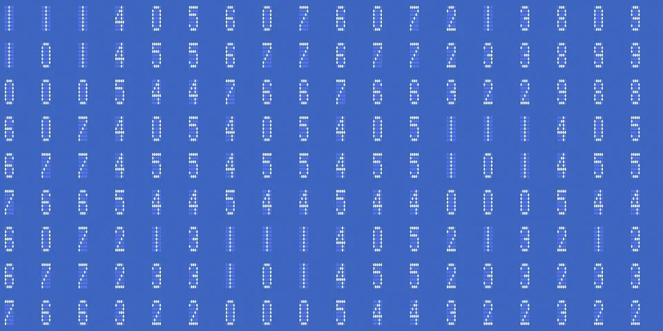 Blue numeral tech design backdrop. Abstract display digit pattern. Electron.. Illustrazione stock