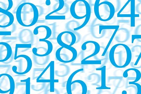Blue numerals, randomly distributed, against white background 스톡 일러스트