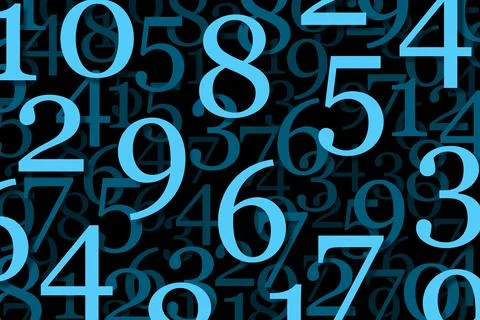 Blue numerals, randomly distributed, against black background 스톡 일러스트