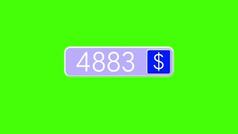 Blue Numeric Price Counter with Dollar Symbol on Green Screen Video stock 341602583