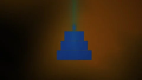 Blue object emitting green light in dark room. Stock Footage 336226452