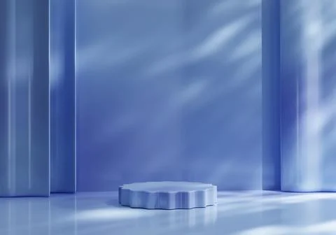 Blue object podium platform product display and showcase 3d rendering Stock Illustration