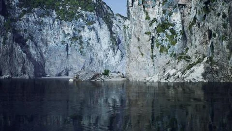 Blue ocean and rocky cliffs Stock Illustration