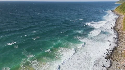 Blue Ocean and Rolling Waves – Aerial Drone Footage Stock Footage 336966272