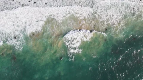 Blue Ocean and Rolling Waves – Aerial Drone Footage Stock Footage 336966542