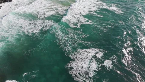 Blue Ocean and Rolling Waves – Aerial Drone Footage Stock Footage 336967075