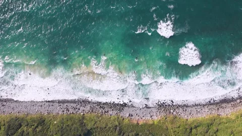 Blue Ocean and Rolling Waves – Aerial Drone Footage Stock Footage 336967219