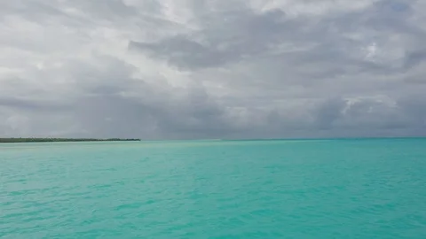 Blue Ocean and Storm Clouds Flying Over Water Stock Footage
