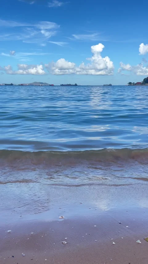 Blue Ocean Beach Summer Sky Tropical Nature Stock Footage 335332894