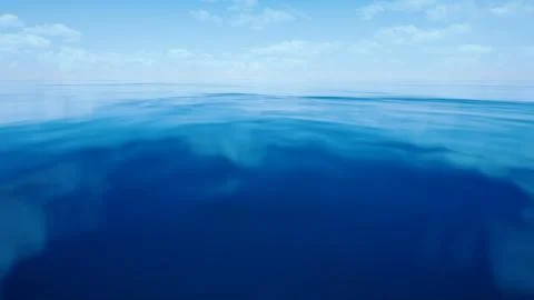 Blue ocean with cloudy sky by 3D rendering scene Stock-Illustration