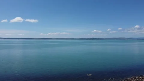 Blue ocean drone take off 4k perfect day Stock Footage 185495048