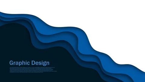 Blue ocean flat graphic wallpaper, modern multiple blue wave overlap background Stock Illustration