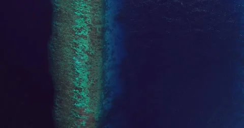 Blue Ocean Split Reef Aerial Top Down Background Texture Stock Footage 335647140