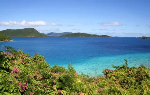 Blue ocean off st john Stock Photos