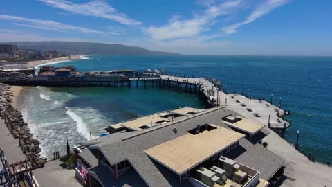 Blue ocean water and waves at the Redondo Beach Pier Stock Footage 205009873