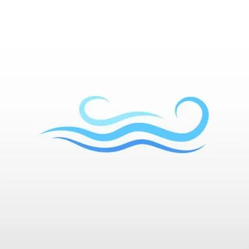 Blue ocean water fluid wave logo icon object vector isolated background Stock Illustration