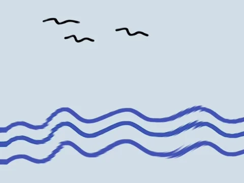 Blue ocean wave and flying bird animation Stock-Footage 304097040