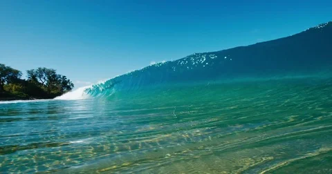 Blue Ocean Wave Breaking Stock Footage
