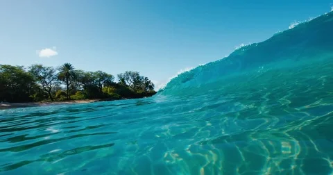 Blue Ocean Wave Breaking Stock Footage 75948412