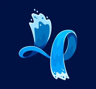 Blue ocean wave font number 4 with splashing water Illustrazione stock