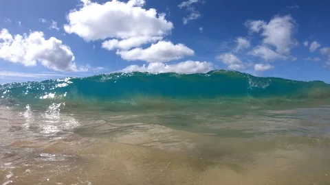 Blue Ocean Wave in Slow Motion Stock Footage