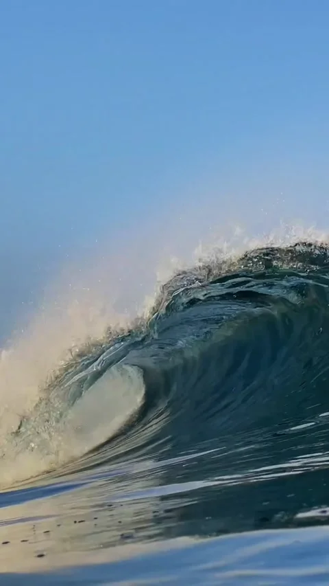 Blue ocean wave at sunny day.Vertical video Stock Footage 296163530