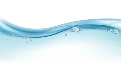Blue ocean wave. Water surface, blue liquid motion, splashes and water bubbles Illustrazione stock