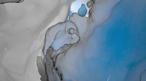 Blue Ocean Waves. Alcohol Inks Modern Color Stock Illustration