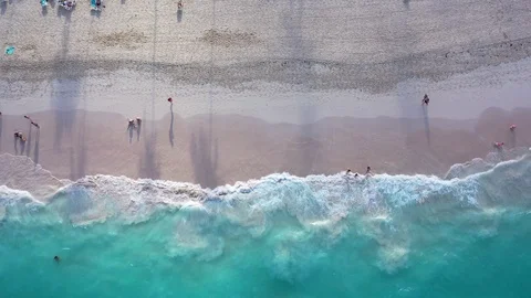 Blue Ocean Waves and Beach from Drone in Caribbean Stock Footage 122720868