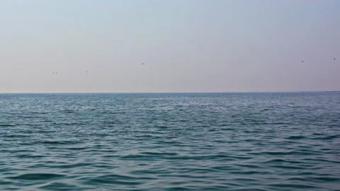 Blue Ocean Waves and Clear Horizon Stock Footage 161088343