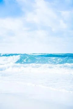 Blue Ocean with waves and clear blue sky Stock Photos
