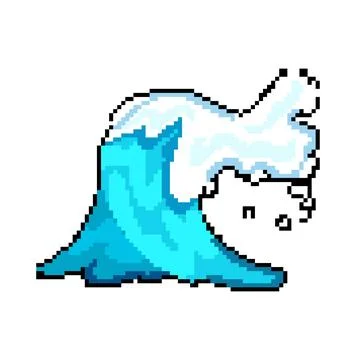 Blue ocean waves pixel art vector illustration Stock Illustration