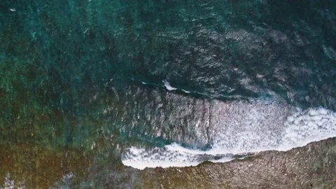 Blue ocean waves, sea foam and ocean waves crashing on the Reef Stock Footage 201201228