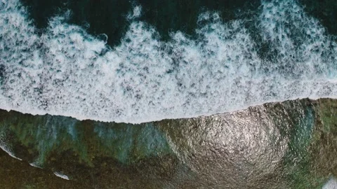 Blue ocean waves, sea foam and ocean waves crashing Stock Footage 201201636