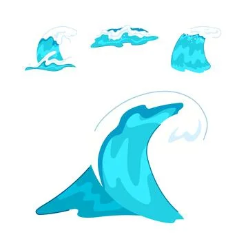Blue ocean waves set splashing water Stock Illustration