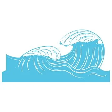 Blue ocean waves with stylized flowing lines Vector 스톡 일러스트