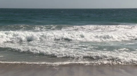 Blue Ocean Waves Summer Beach (Malibu, California) Stock Footage 53291718