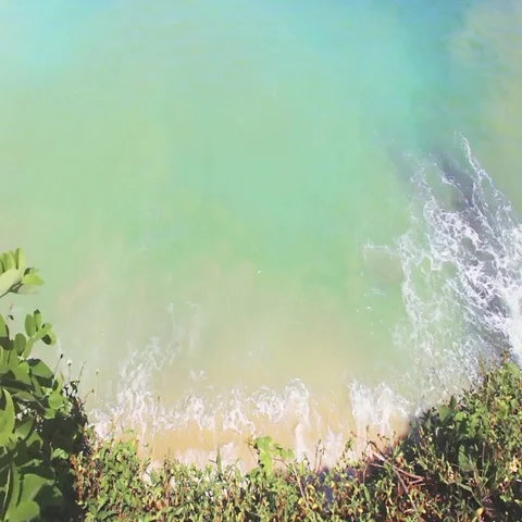 Blue ocean waves view from hill Stock Footage 69662158