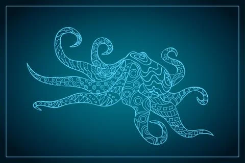 Blue octopus Stock Illustration