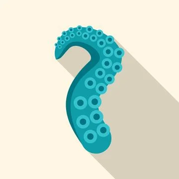 Blue octopus tentacle with suction cups icon Stock Illustration