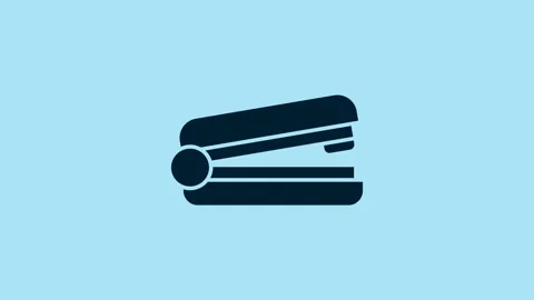 Blue Office stapler icon isolated on blue background. Stapler, staple, paper Stock Footage 231418169