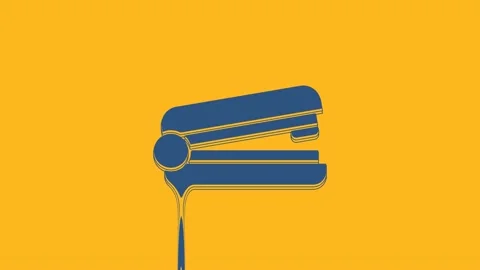 Blue Office stapler icon isolated on orange background. Stapler, staple, paper Stock Footage 234268836