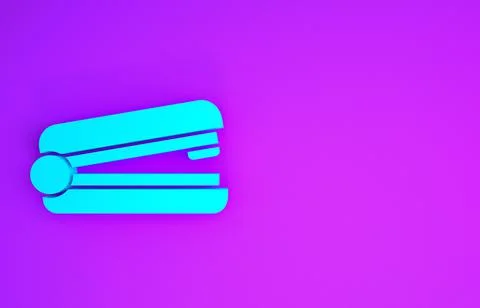 Blue Office stapler icon isolated on purple background. Stapler, staple, pape Stock Illustration