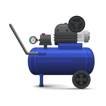 Blue Oil Air Compressor with Handle. Vector Stockillustratie