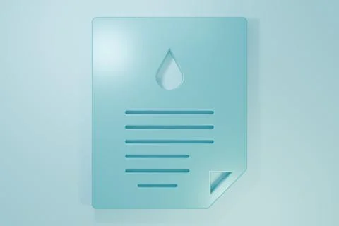 Blue Oil drop document icon isolated on blue background. Minimalism concept.. Stock Illustration