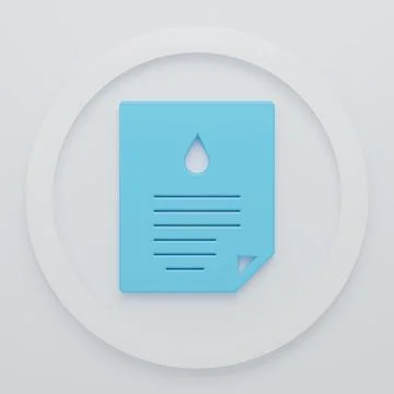 Blue Oil drop document icon isolated on white background. Minimalism concep.. Stock Illustration