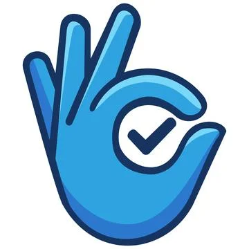 Blue ok hand gesture check mark icon Illustration