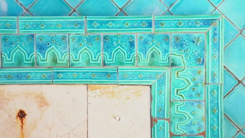 Blue Old Arabic Style Ceramic Tiles Stock Footage 273070945