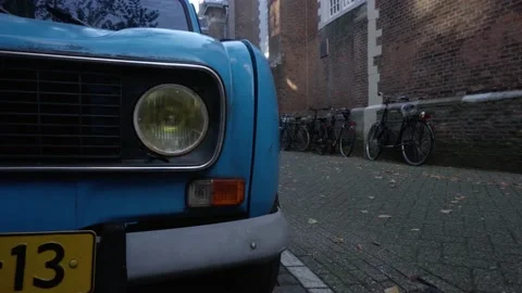 Blue old car headlight. Stock Footage 225545926